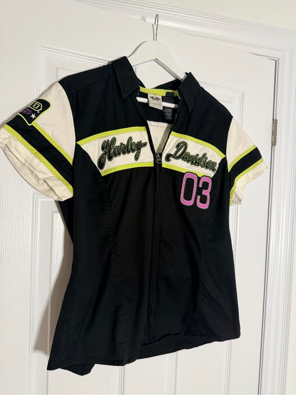 Harley Davidson Y2K Racing 03 Zip Up Shirt Top Women’s XL